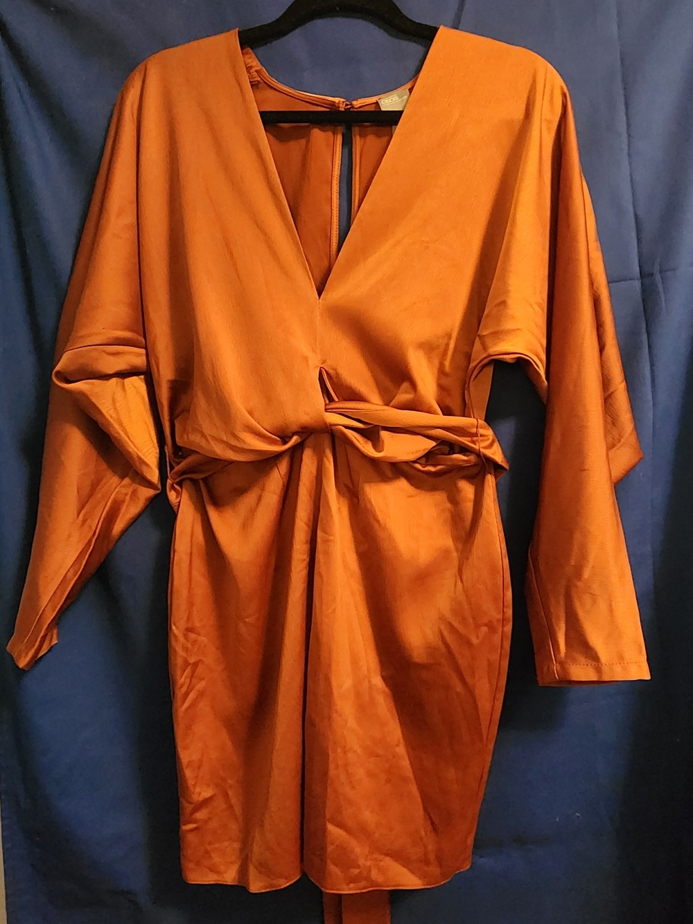 ASOS Rust Orange Satin Wrap Robe Dress